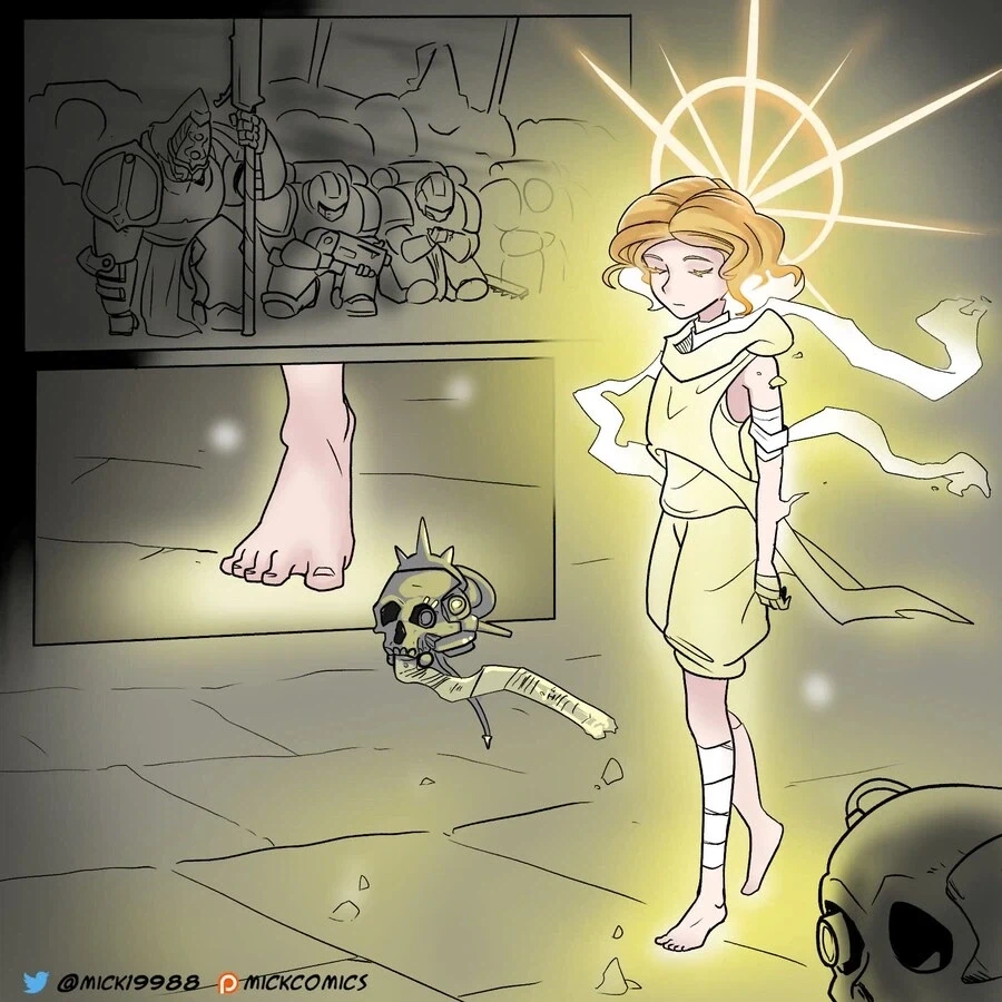 소녀의 몸에 빙의한 워해머 황제 만화 시리즈.comic_6.webp