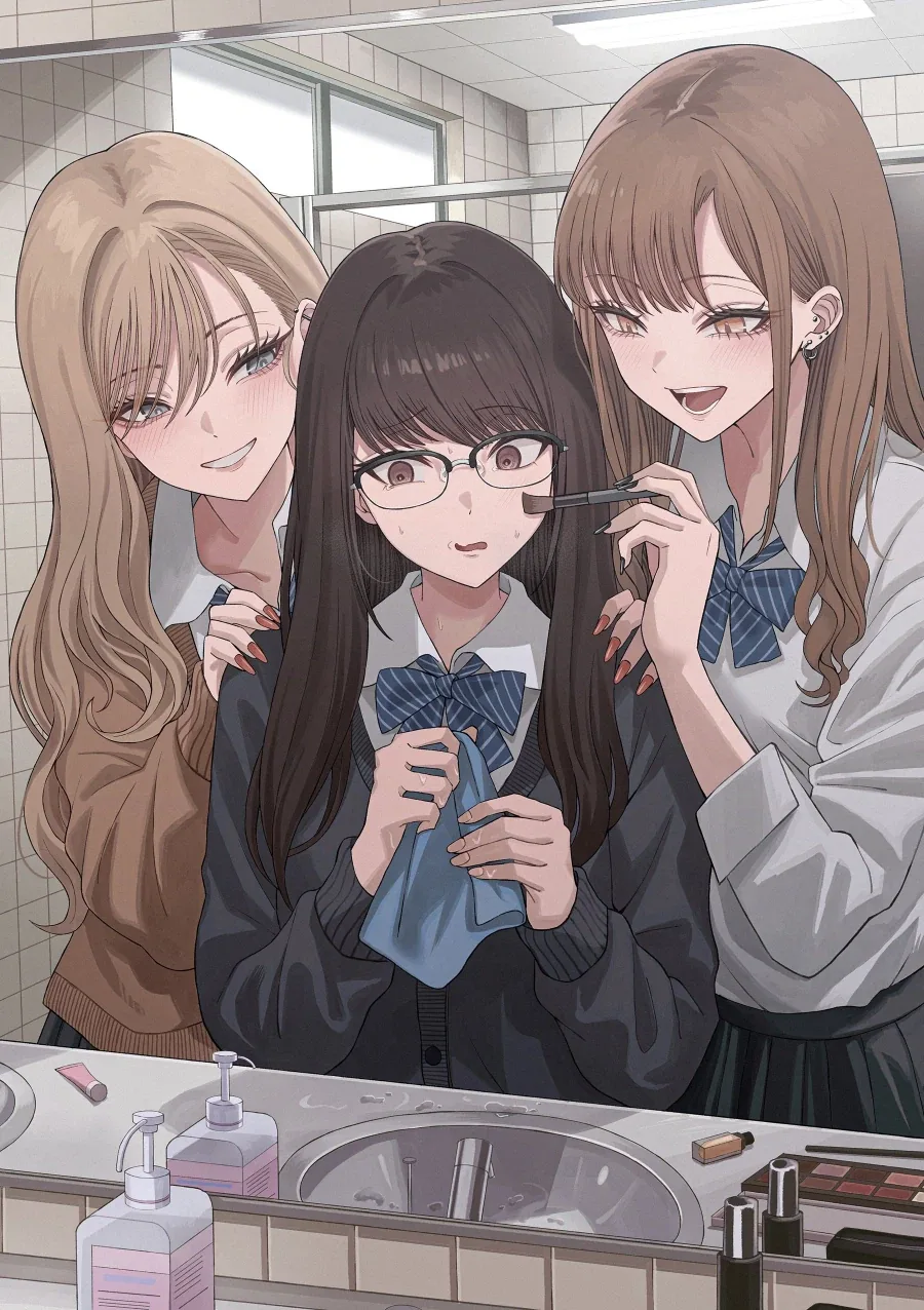 모범생에게 화장 가르쳐주는 갸루들.jpg_1.webp