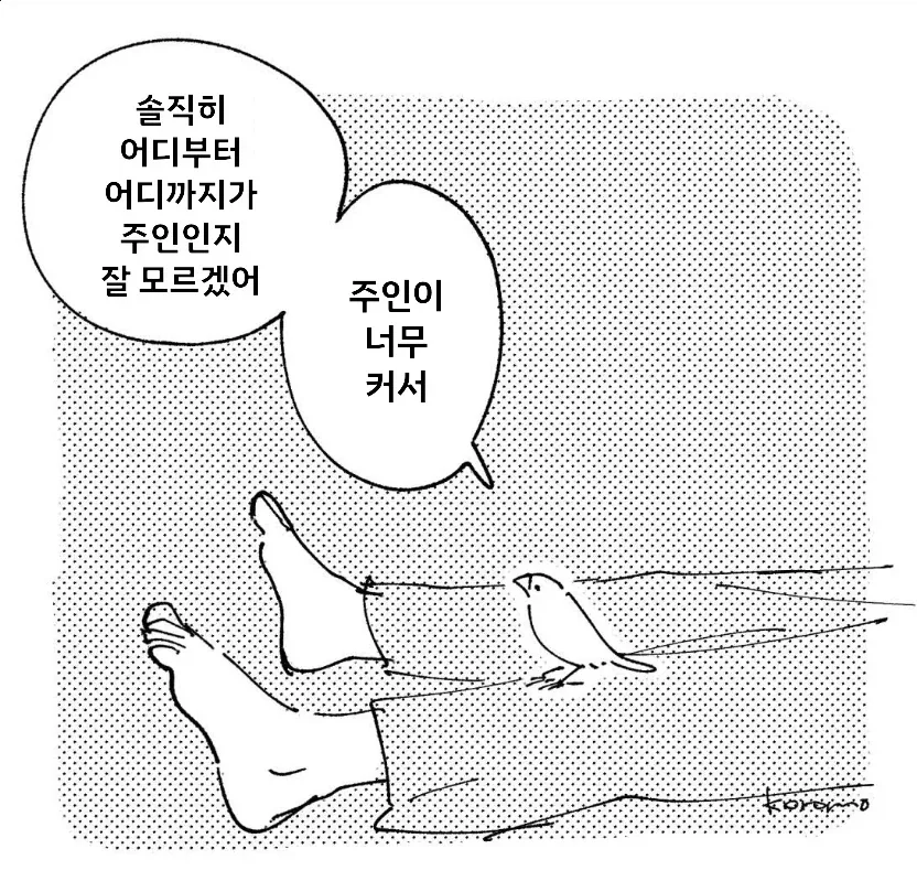 주인이 너무 거대한 새 . 만화_1.webp