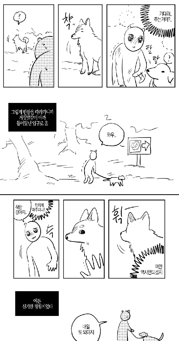 산에서 조난당했는데 유기견을 만난.manhwa_3.webp
