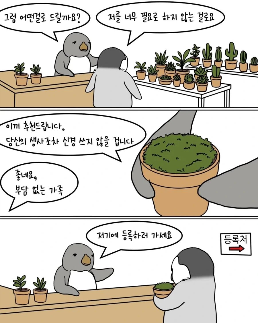 펭귄들이 반려식물 분양받는 만화.manwha_2.webp