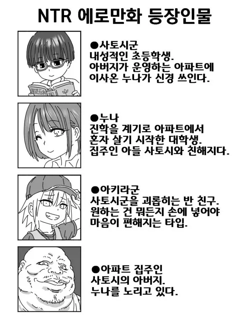 여러 NTR 만화의 등장인물 소개컷.comic_3.webp